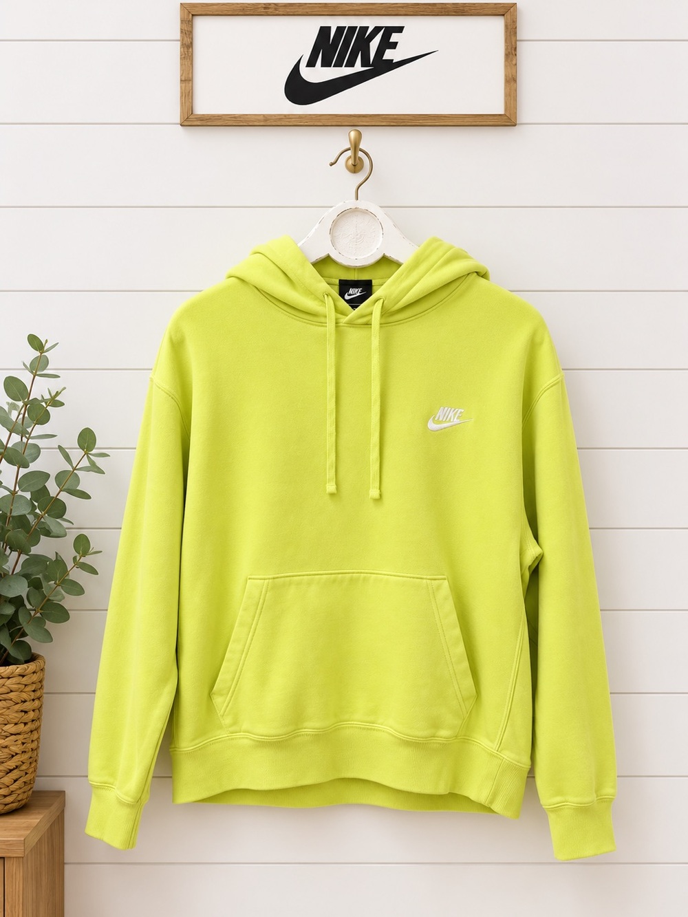 Nike Lime Green Pullover Hoodie – Size XL